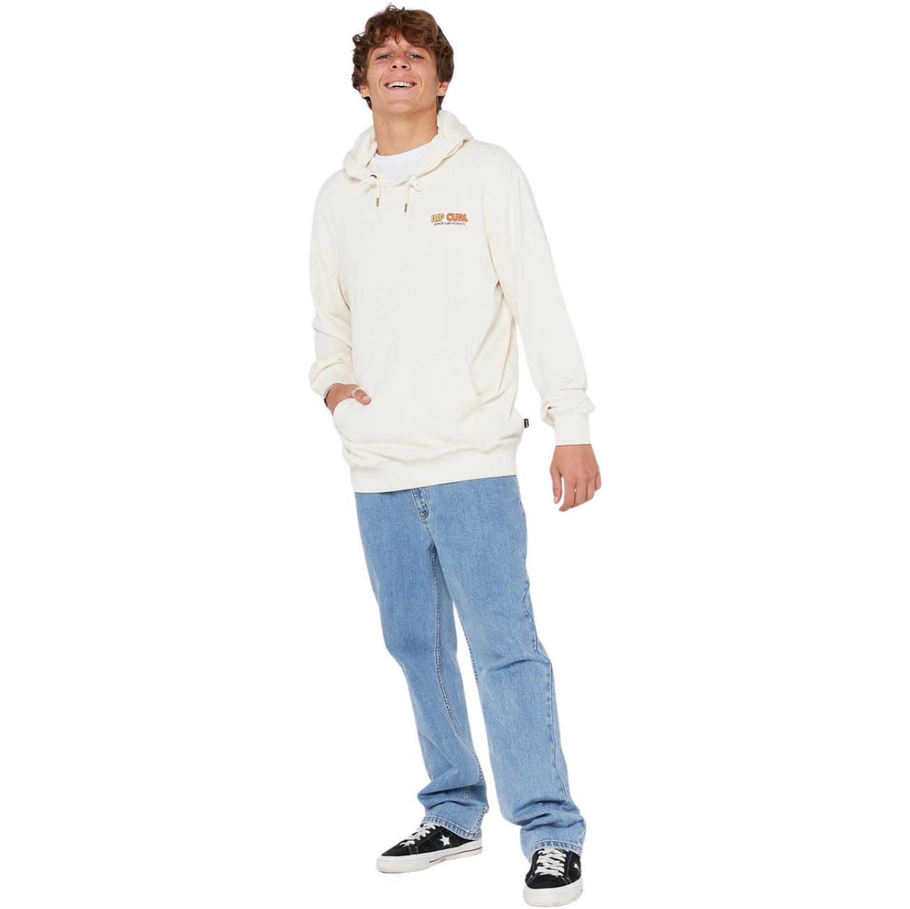 Rip Curl Mens Surf Revival Line Up Hood Fleece 090MFL - Bone